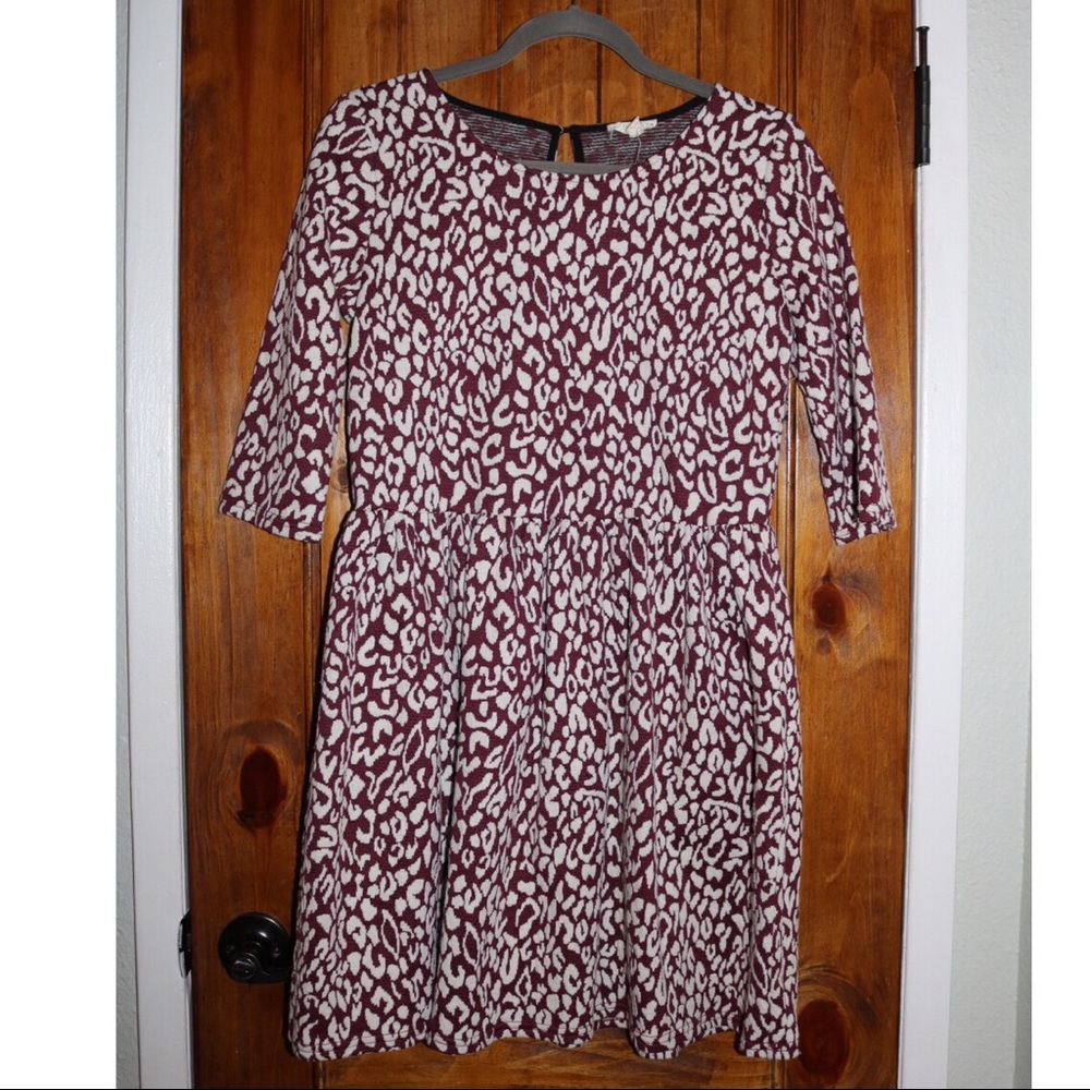 Burgundy Leopard Fall/Winter Dress
